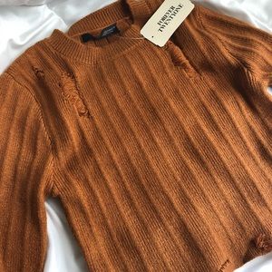 distressed sweater crop too